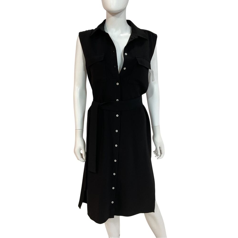 Amanda Uprichard Belted Black Edith Dress Size S - Picture 2 of 5